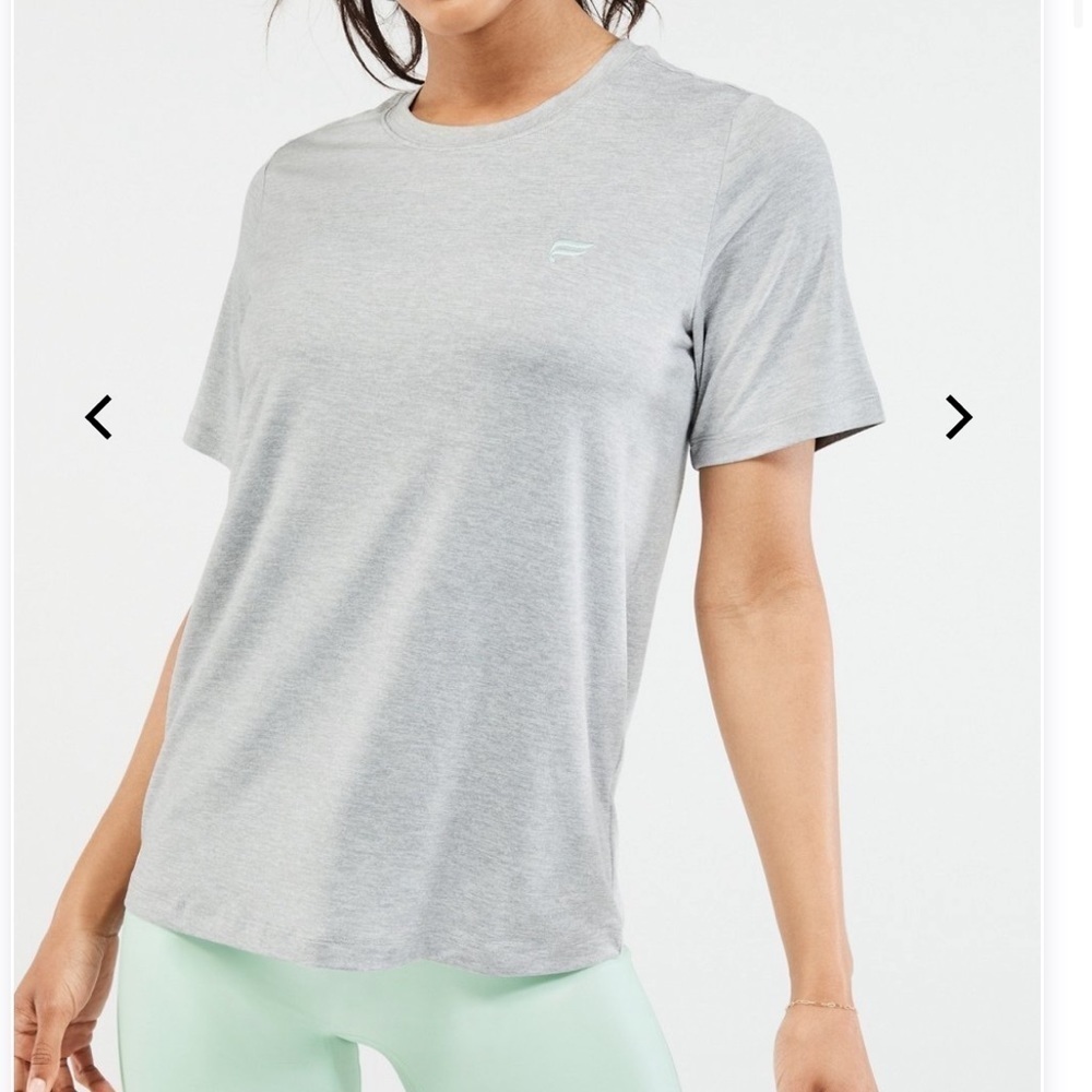 Fabletics recycled fabric gray short sleeve shirt